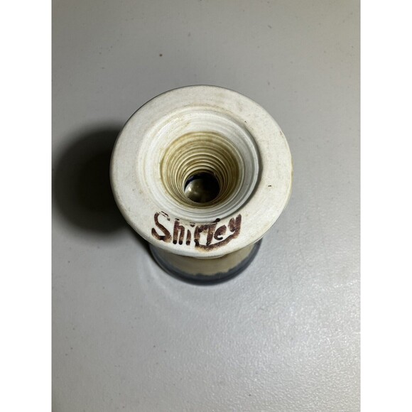 Tan & Blue Glaze Stoneware Goblet Chalice Studio Art Cup - Picture 3 of 7